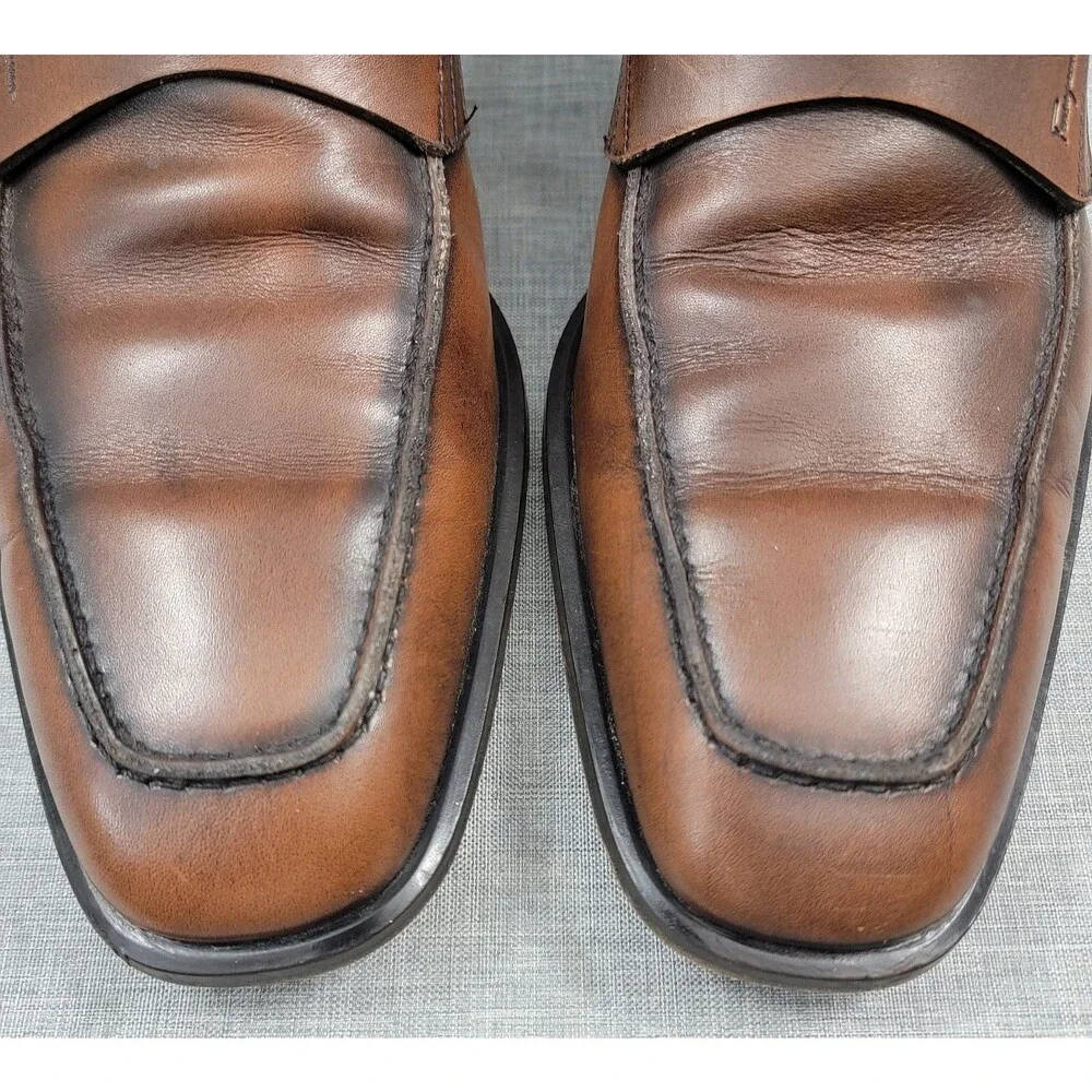 Salvatore Ferragamo Studio Penny Loafers Brown Leather Slip-On SZ 10 D